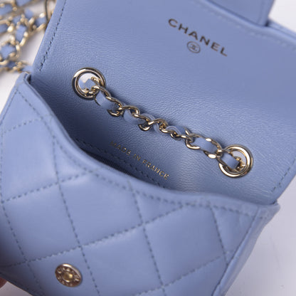 Chanel Lambskin Quilted Chain Belt Bag Blue 8 of 12