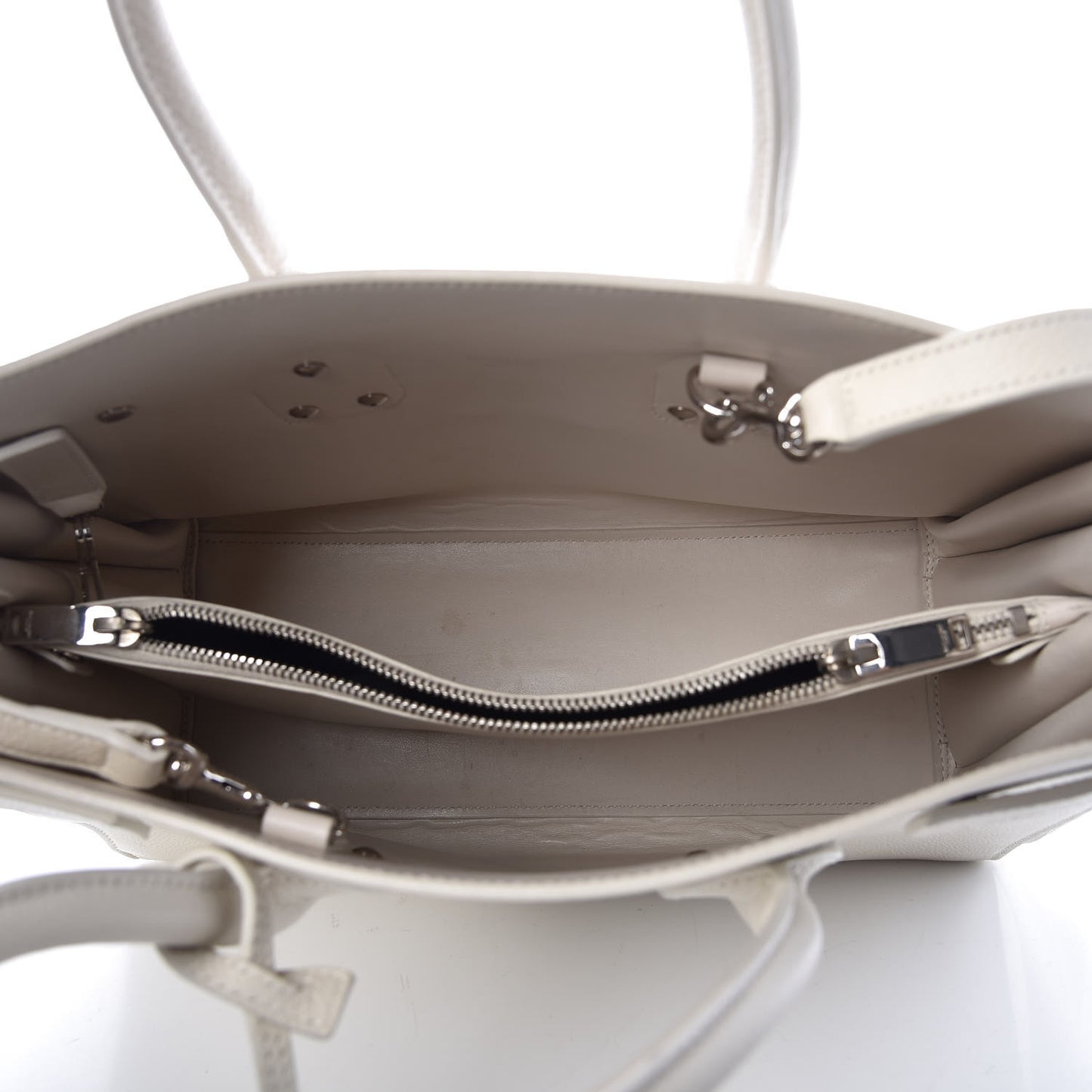 Grained Calfskin Small Sac De Jour Dove White