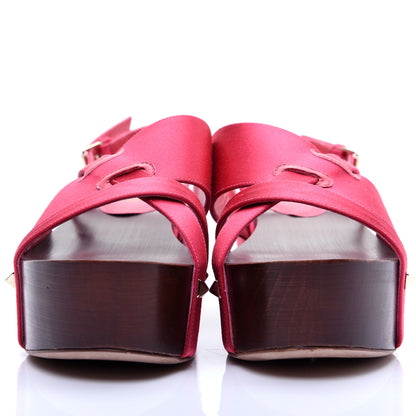 Valentino Garavani Satin Rockstud Platform Sandals 37 Pink 2 of 12