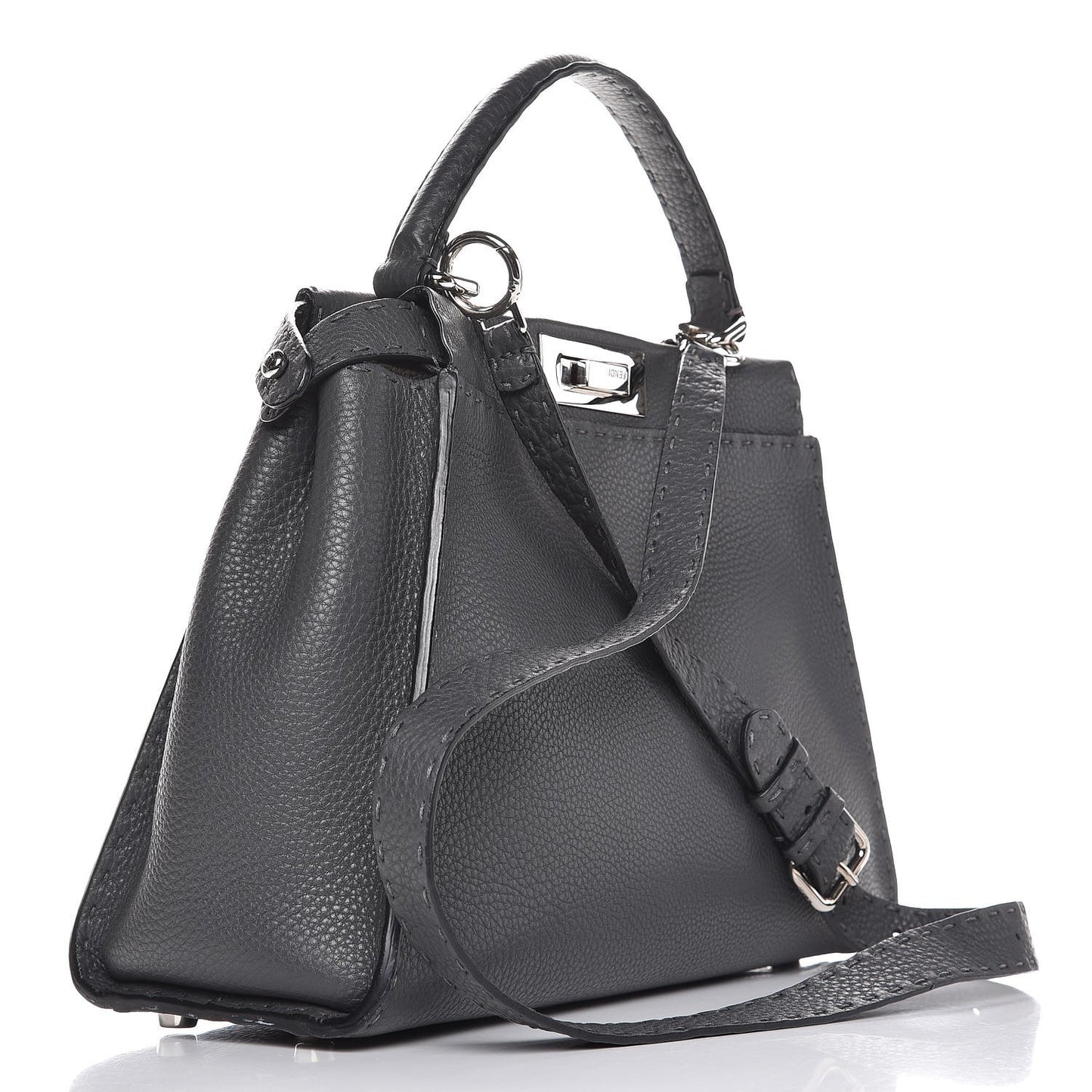 Cuoio Romano Selleria Bi-Color Medium Peekaboo Iconic Satchel Asfalto Latte