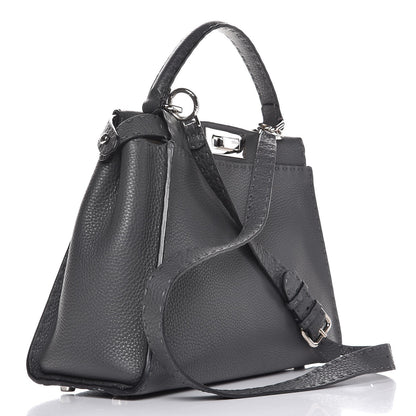 Fendi Cuoio Romano Selleria Bi-Color Medium Peekaboo Iconic Satchel Asfalto Latte 6 of 11