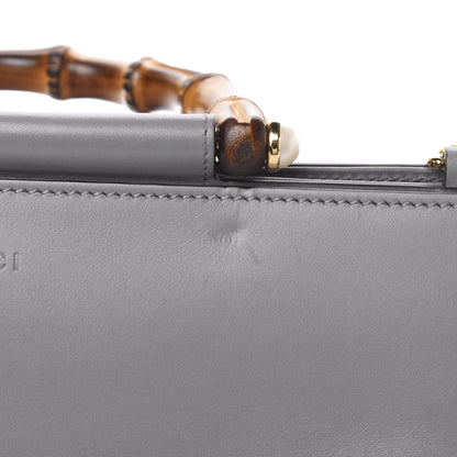 Gucci Nappa Bamboo Web Medium Nymphaea Top Handle Bag Deep Grey Mystic White 12 of 15
