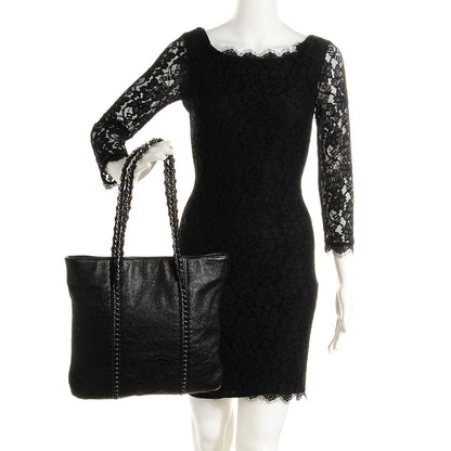 Chanel Metallic Deerskin Luxe Ligne North South Tote Black 2 of 7