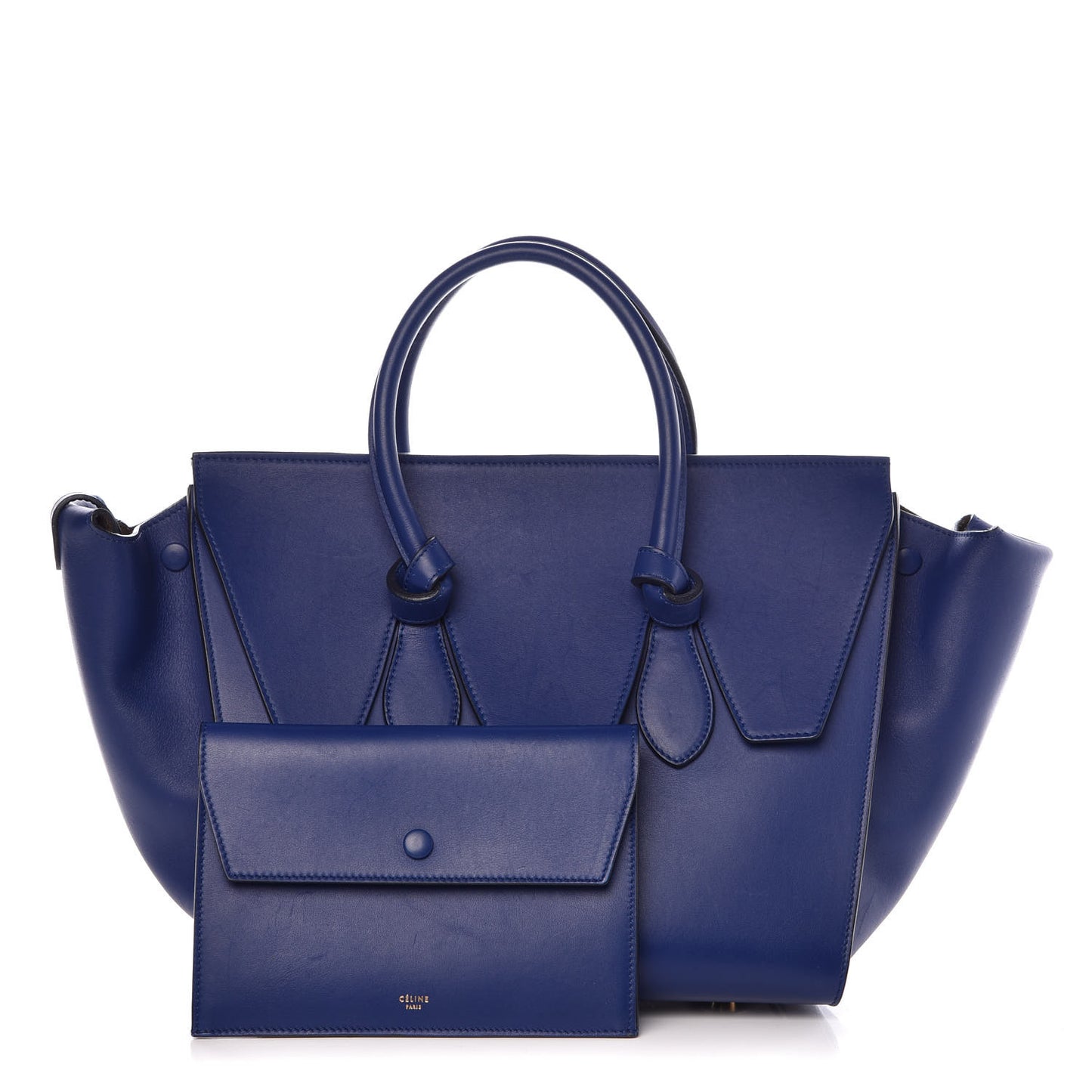 Smooth Calfskin Small Tie Knot Tote Dark Indigo