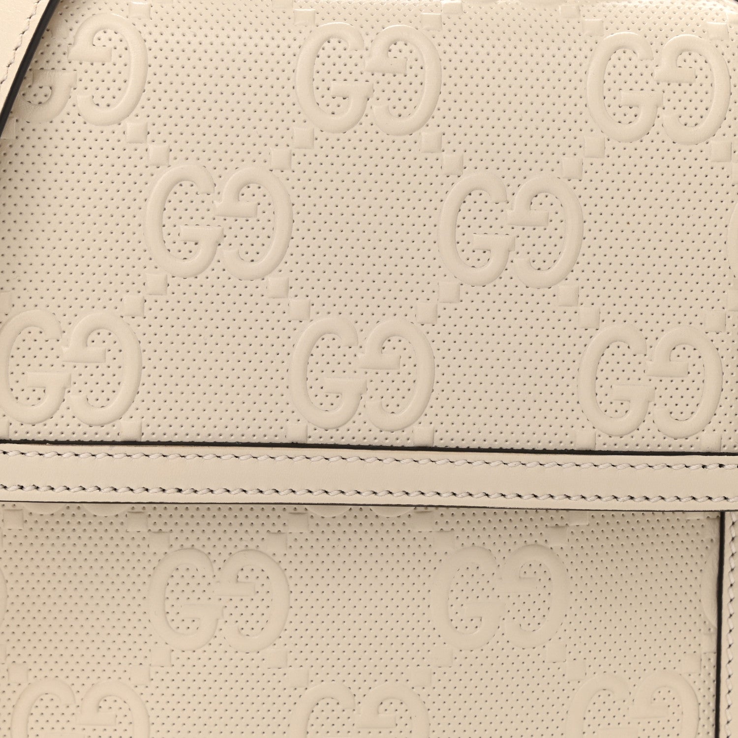 Gucci Calfskin GG Tennis Embossed Messenger Bag Mystic White 8 of 11