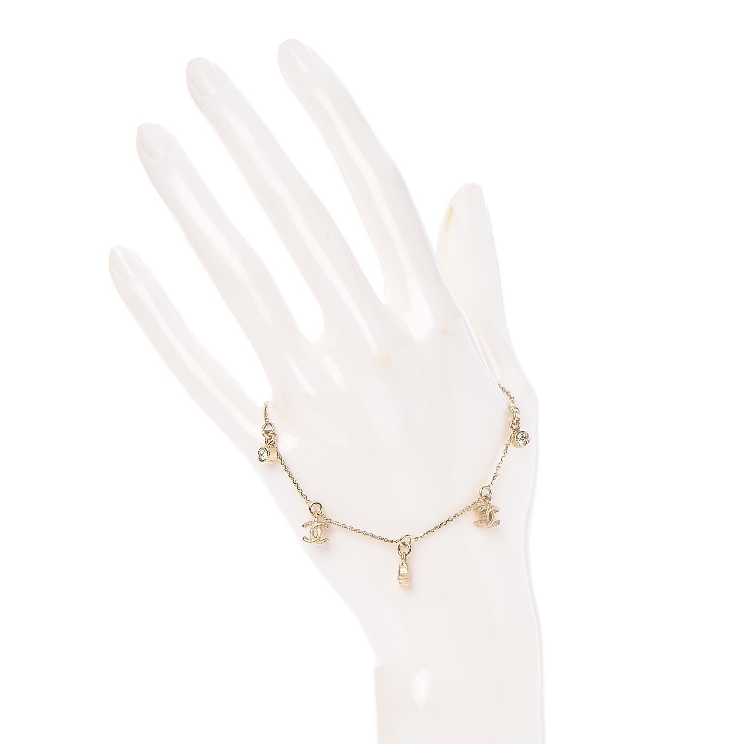 Chanel Crystal Charm CC Bracelet Gold 2 of 4