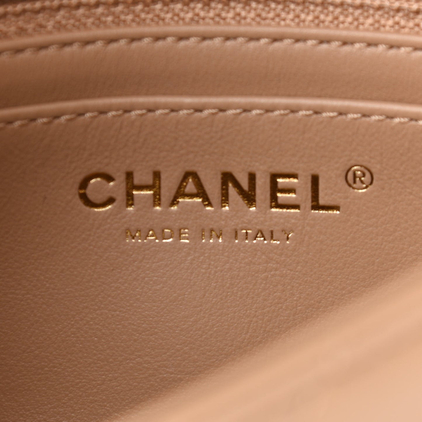 Lambskin Quilted Mini Pearl Crush Flap Dark Beige