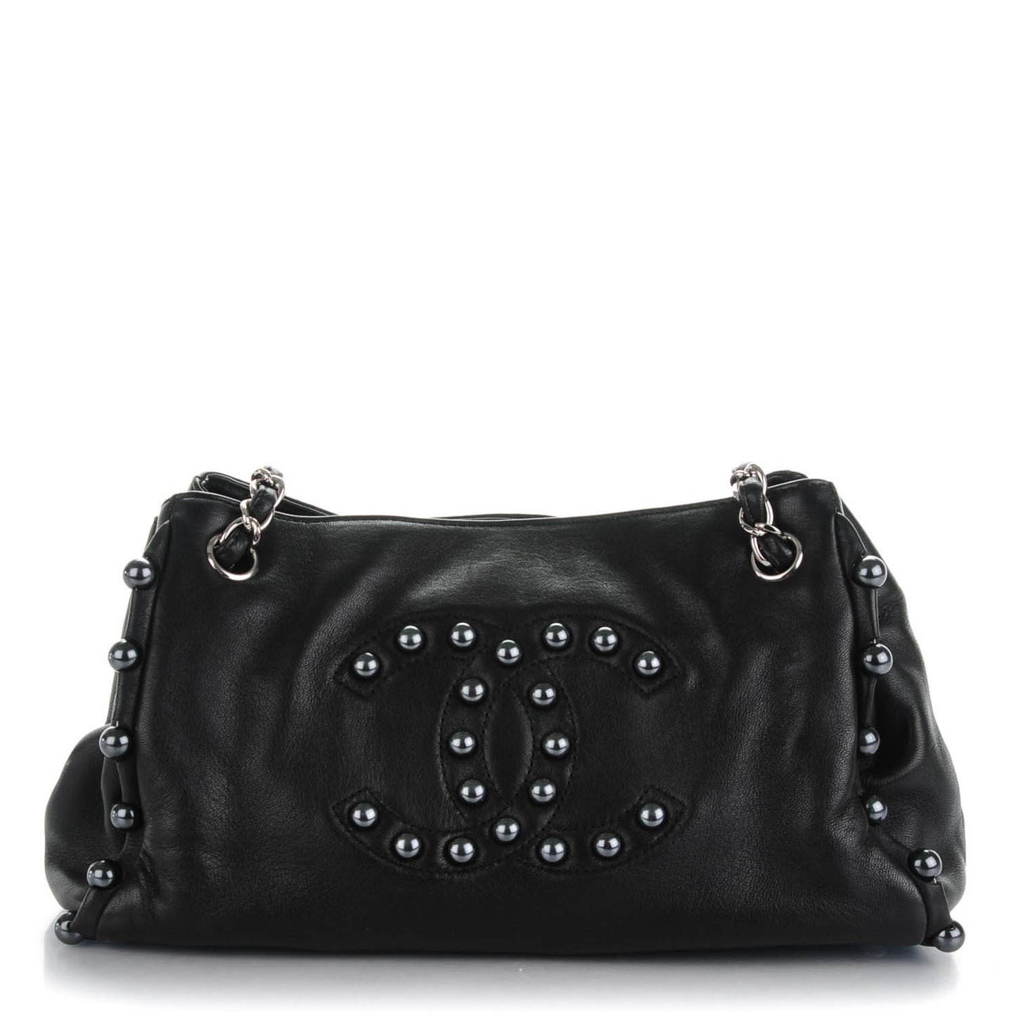 Lambskin Pearl Obsession Tote Black