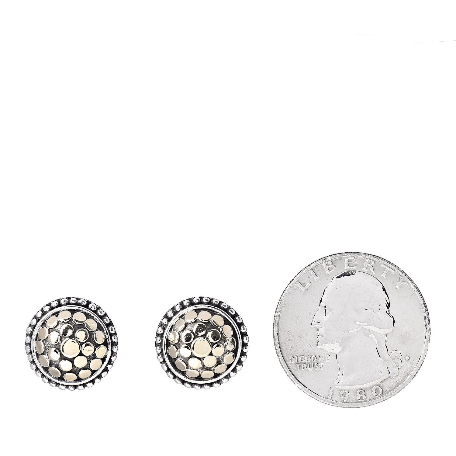 John Hardy Sterling Silver 18K Yellow Gold Dot Stud Earrings 2 of 4