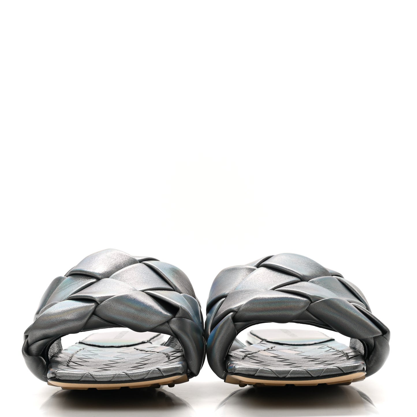 Laser Nappa Maxi Intrecciato Lido Flat Sandals 37.5 Oyster