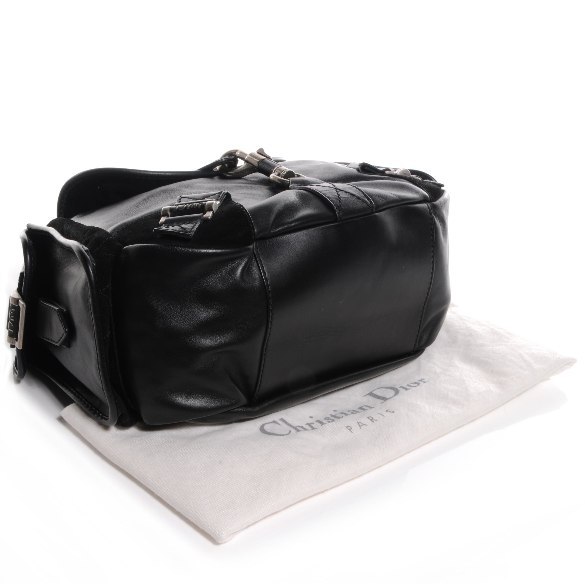 Christian Dior Leather Suede Rebelle Hobo Black 4 of 9