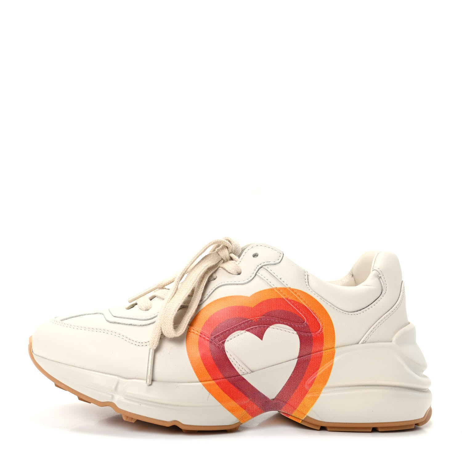 Gucci Calfskin Interlocking G Heart Rhyton Sneakers 35 Mystic White 1 of 8