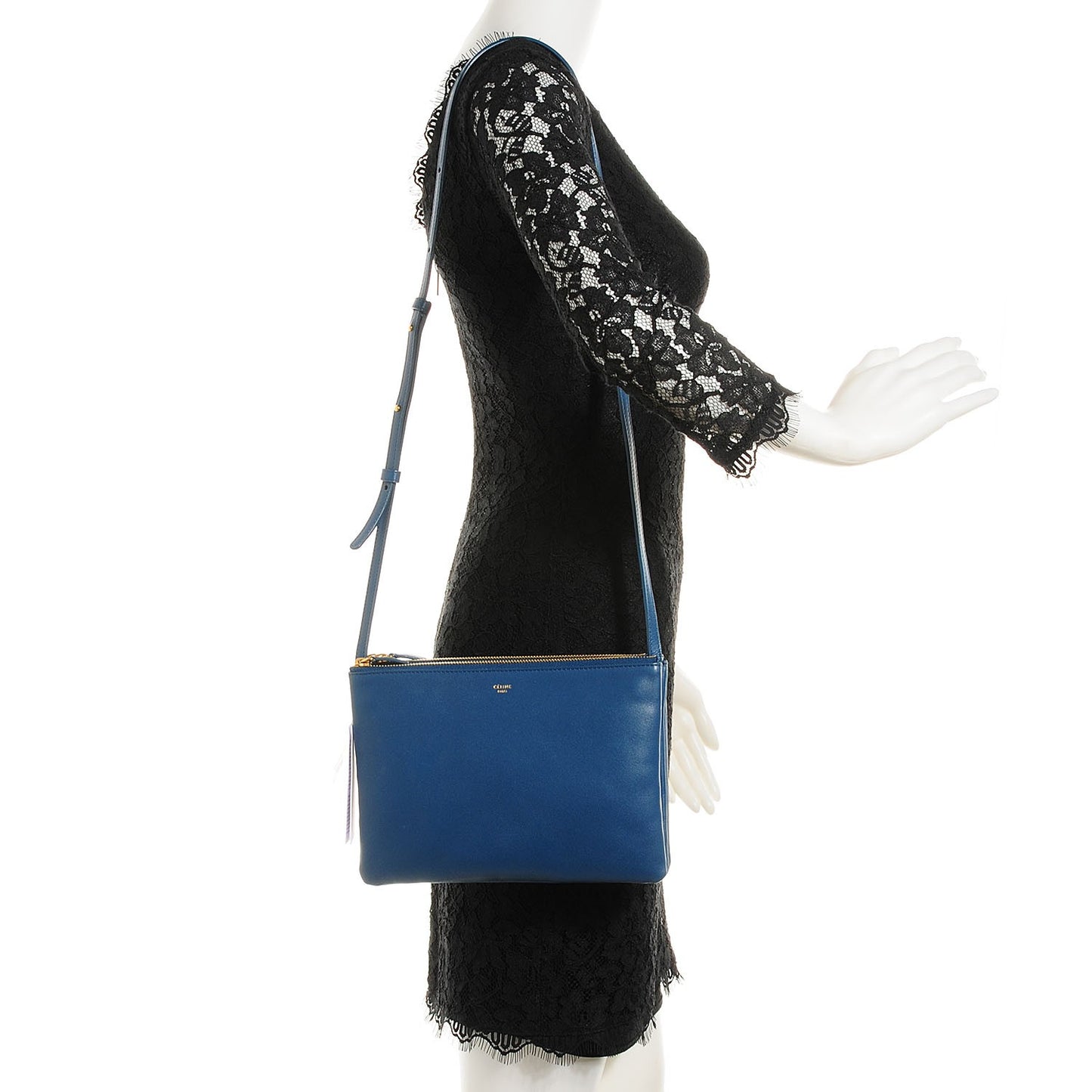 Lambskin Large Trio Crossbody Metallic Blue