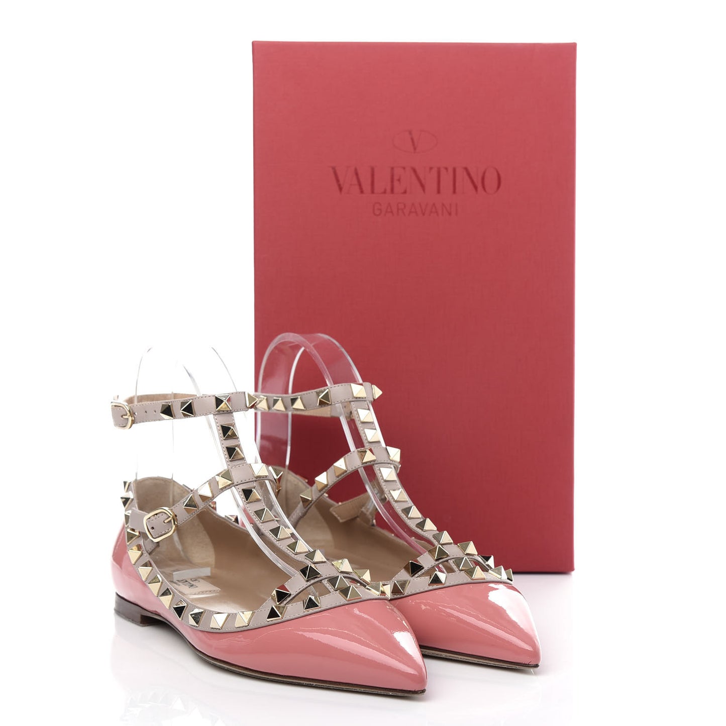 Patent Rockstud Cage Ballerina Flats 37 Ninphea Poudre