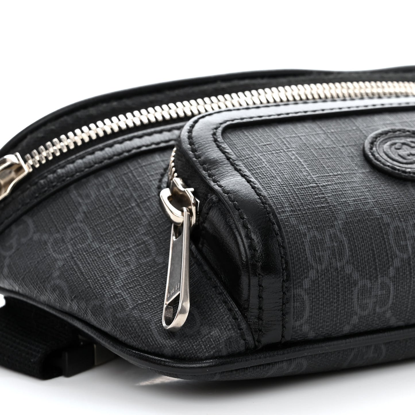 GG Supreme Monogram Textured Calfskin Retro Interlocking G Belt Bag Black