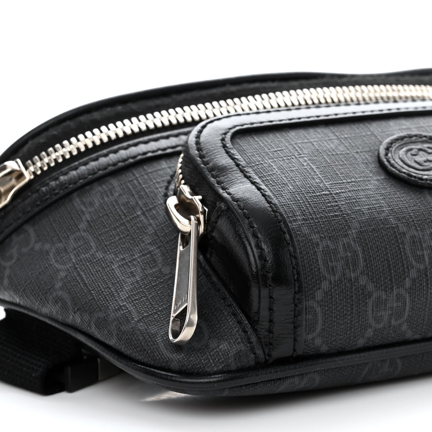 Gucci GG Supreme Monogram Textured Calfskin Retro Interlocking G Belt Bag Black 10 of 11