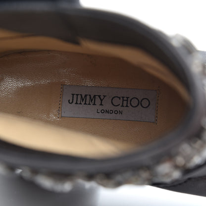 Jimmy Choo Calfskin Crystal Embellished Youth Biker Boots 39.5 Black 6 of 7
