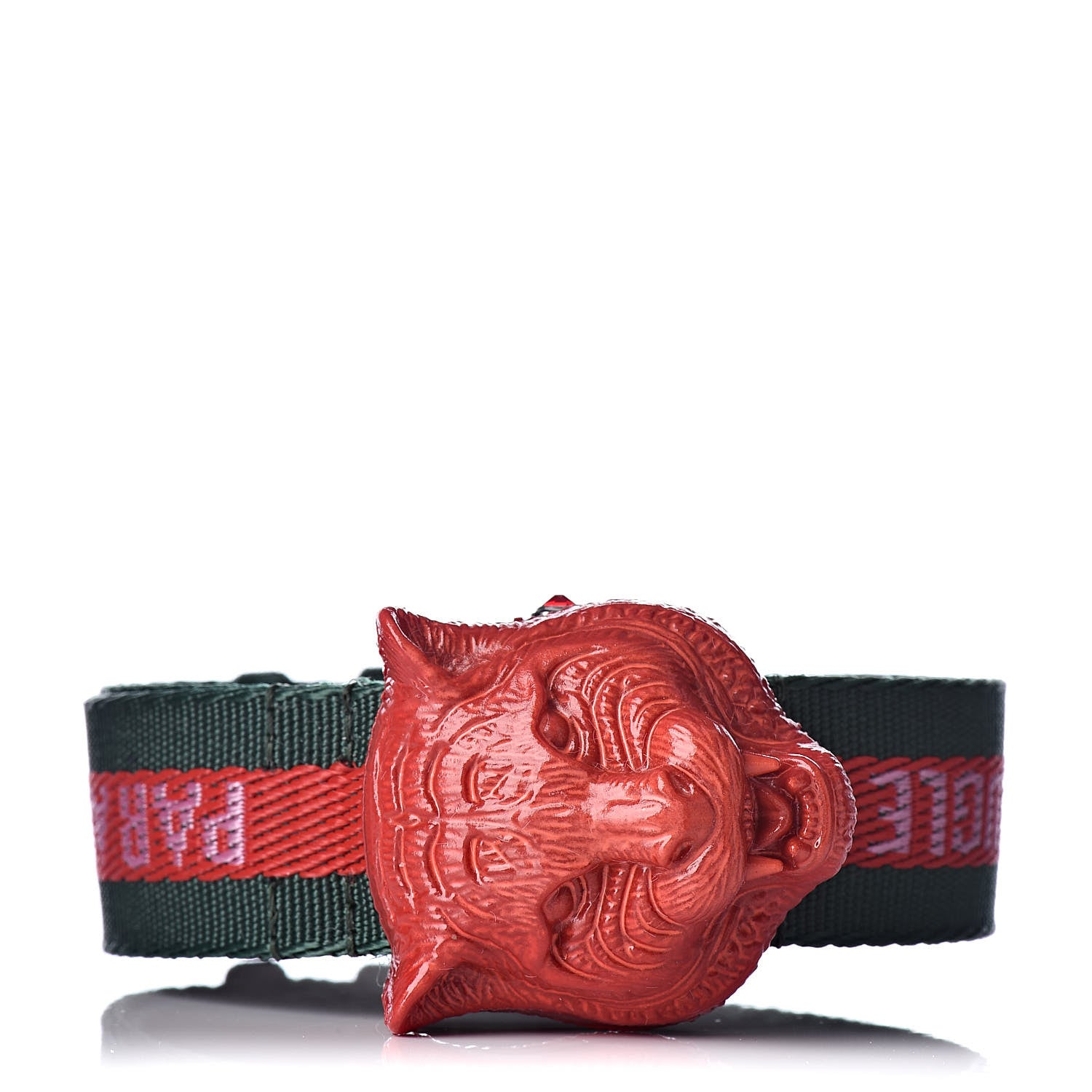 Gucci Stainless Steel Nylon 32mm Le Marche Des Merveilles Tiger Quartz Watch Red 4 of 8