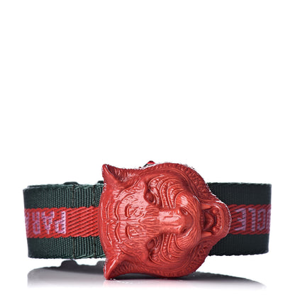 Gucci Stainless Steel Nylon 32mm Le Marche Des Merveilles Tiger Quartz Watch Red 4 of 8