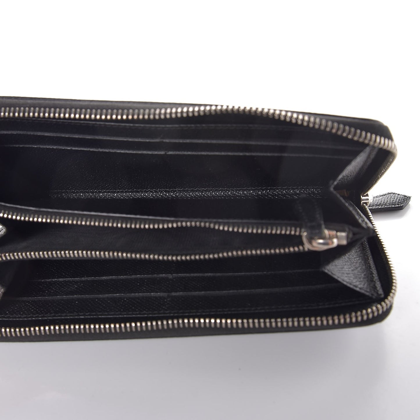 Grained Calfskin Zip Around Wallet Black