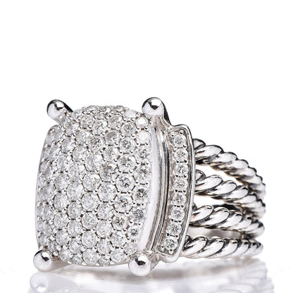 David Yurman Sterling Silver Diamond 16mm Wheaton Ring 57 8 3 of 5