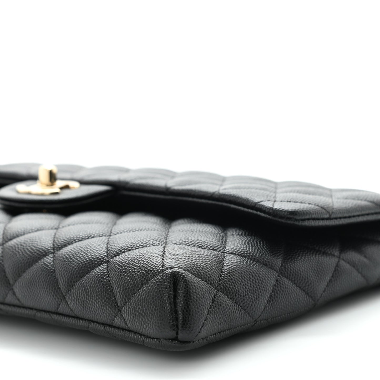 Caviar Quilted Flap Clutch Black