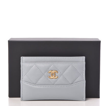 Chanel Aged Calfskin Quilted Gabrielle Card Holder Wallet Light Blue 9 of 9