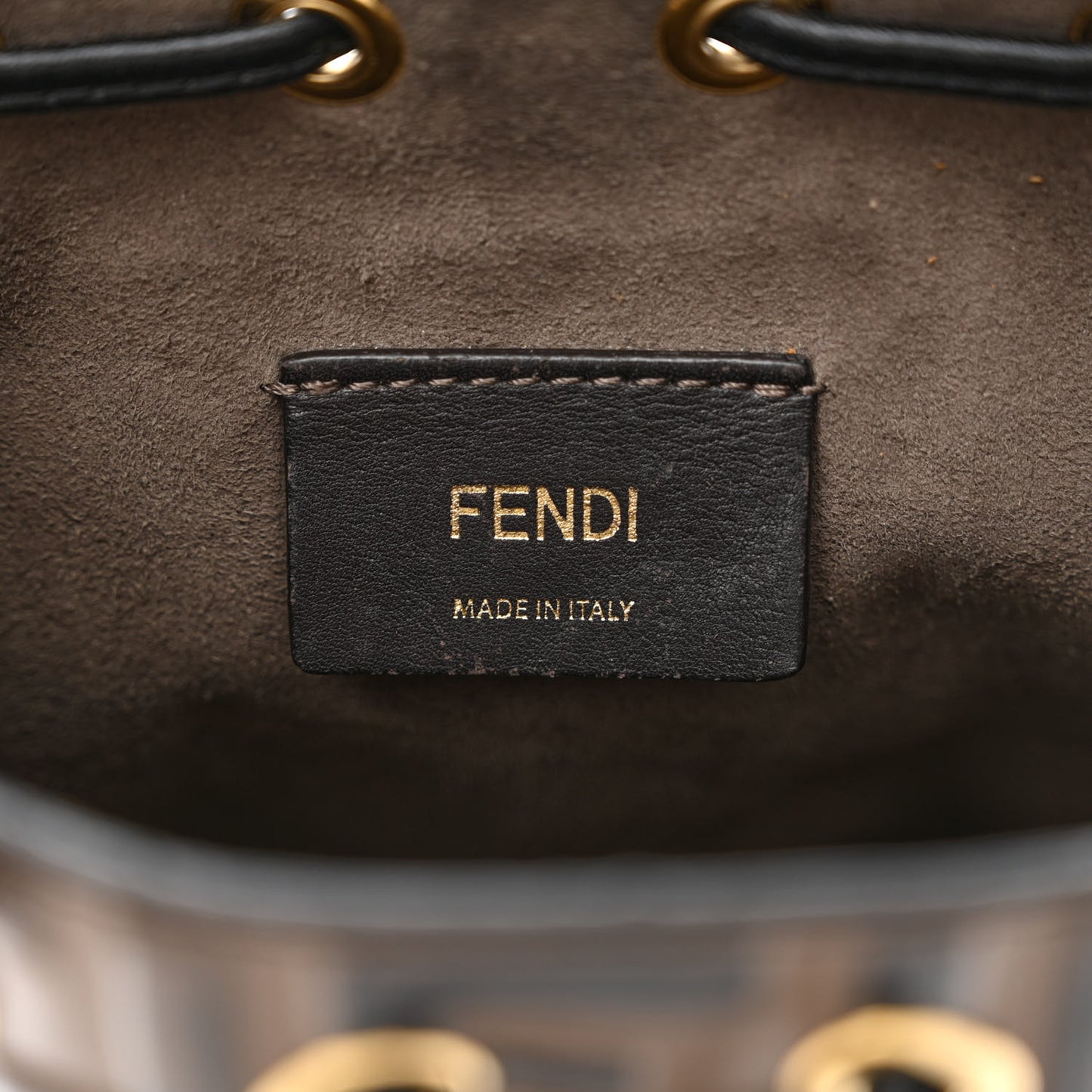 Vitello Liberty F is Fendi Bi-Color FF 1974 Embossed Mini Mon Tresor Bucket Bag Maya Black