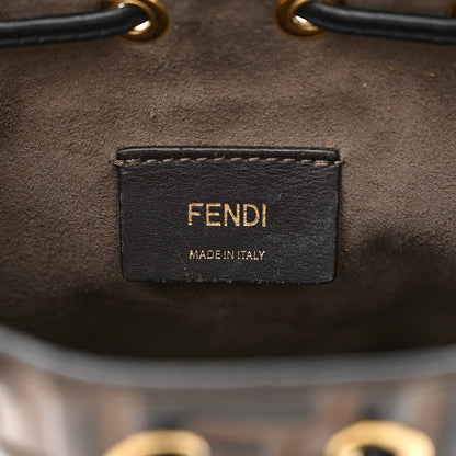 Fendi Vitello Liberty F is Fendi Bi-Color FF 1974 Embossed Mini Mon Tresor Bucket Bag Maya Black 6 of 11