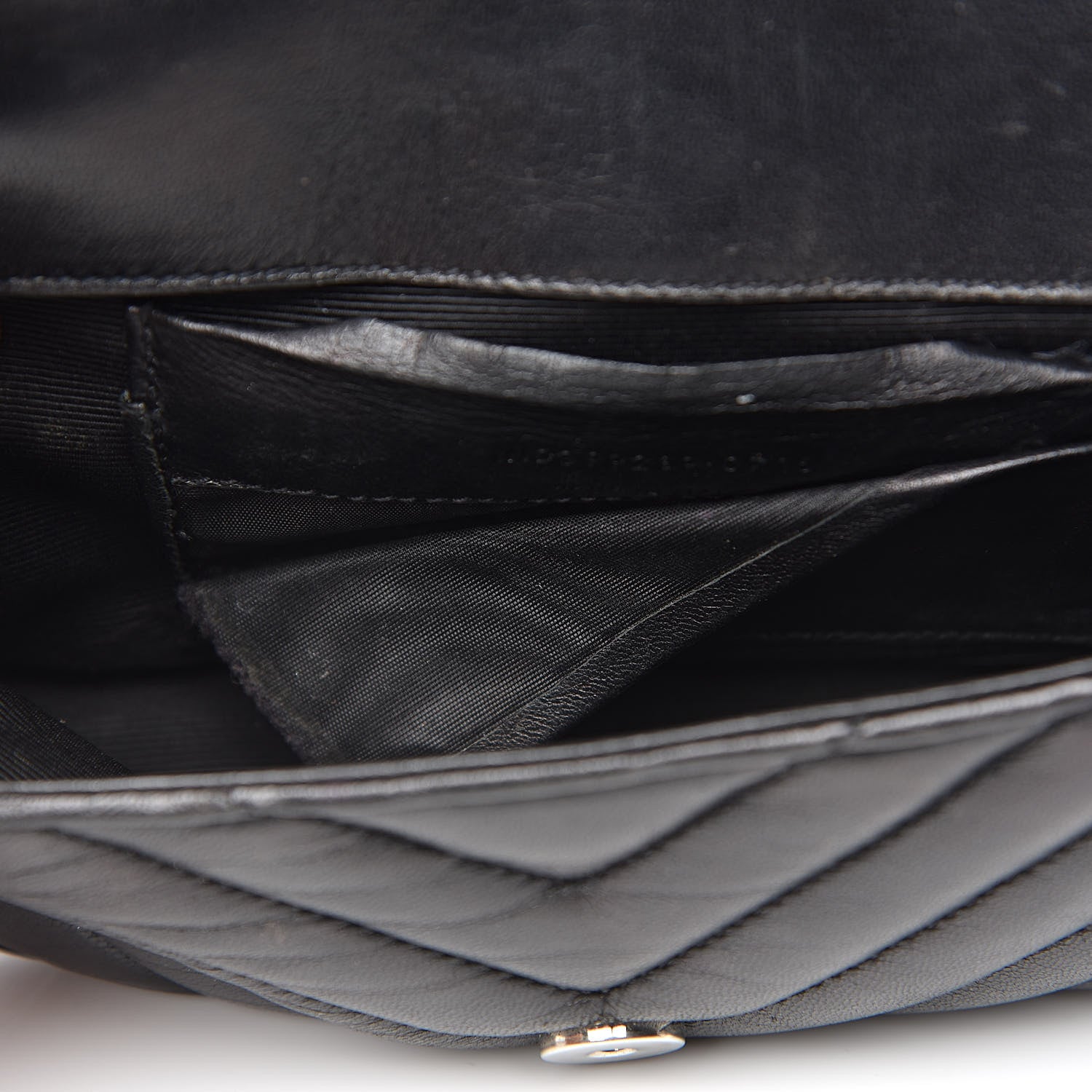 Saint Laurent Grained Calfskin Matelasse Chevron Monogram Classic Baby Chain Bag Black 13 of 14