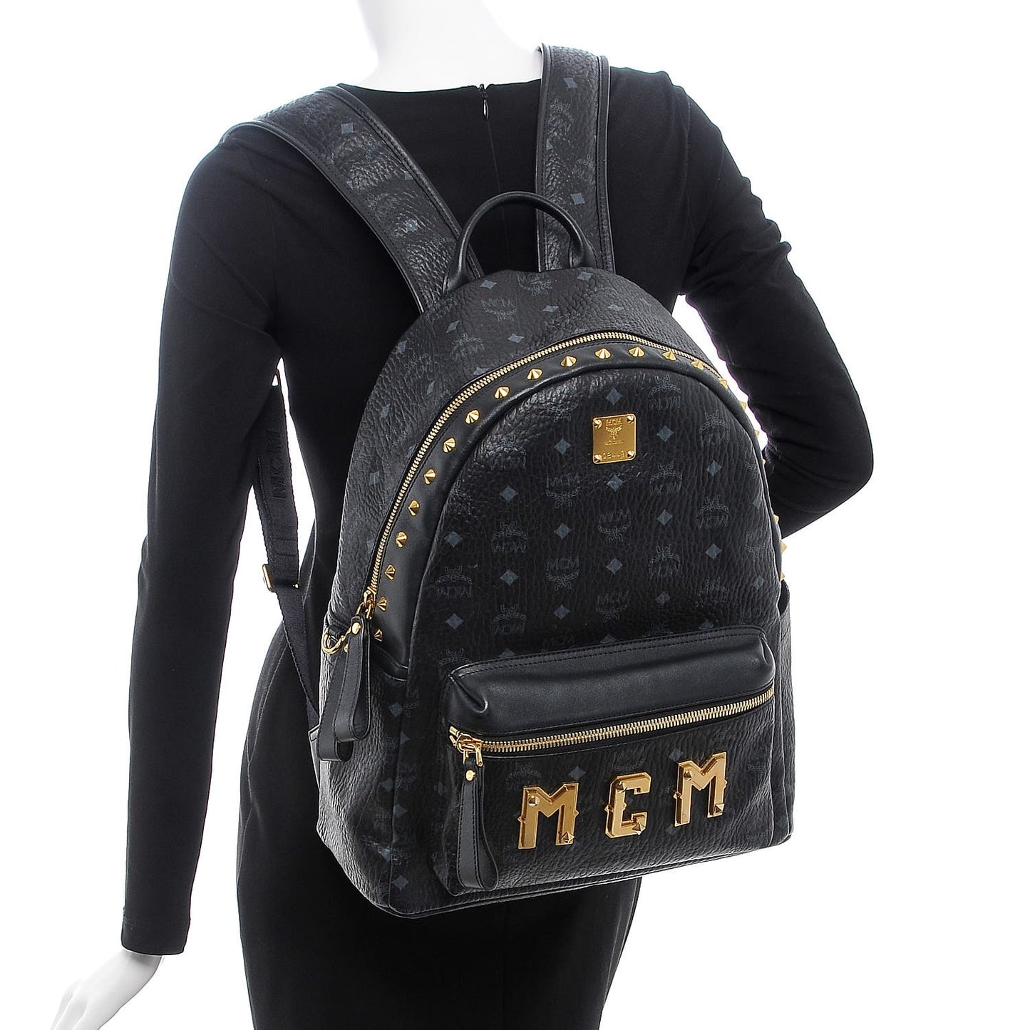 Visetos Studded Medium Stark M Logo Collection Backpack Black