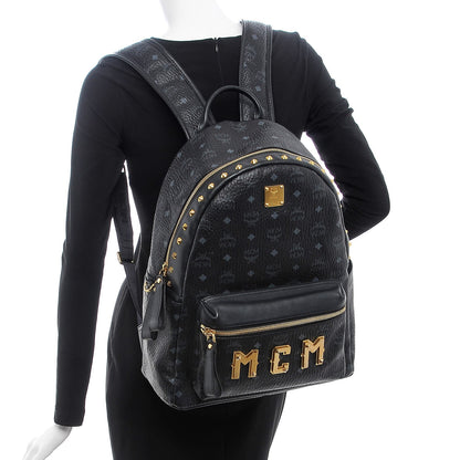 MCM Visetos Studded Medium Stark M Logo Collection Backpack Black 2 of 10