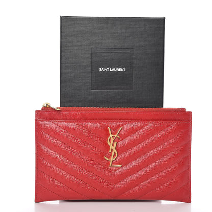 Saint Laurent Grain De Poudre Chevron Monogram Bill Pouch Bandana Red 8 of 8