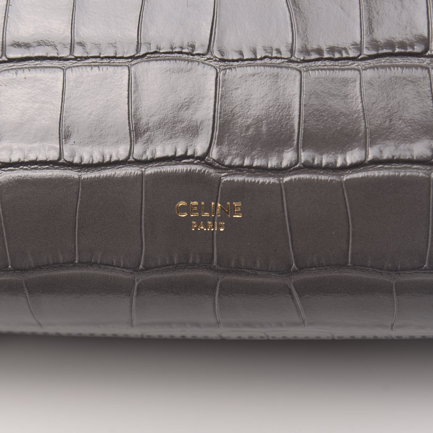 Calfskin Crocodile Embossed Nano Belt Bag Grey