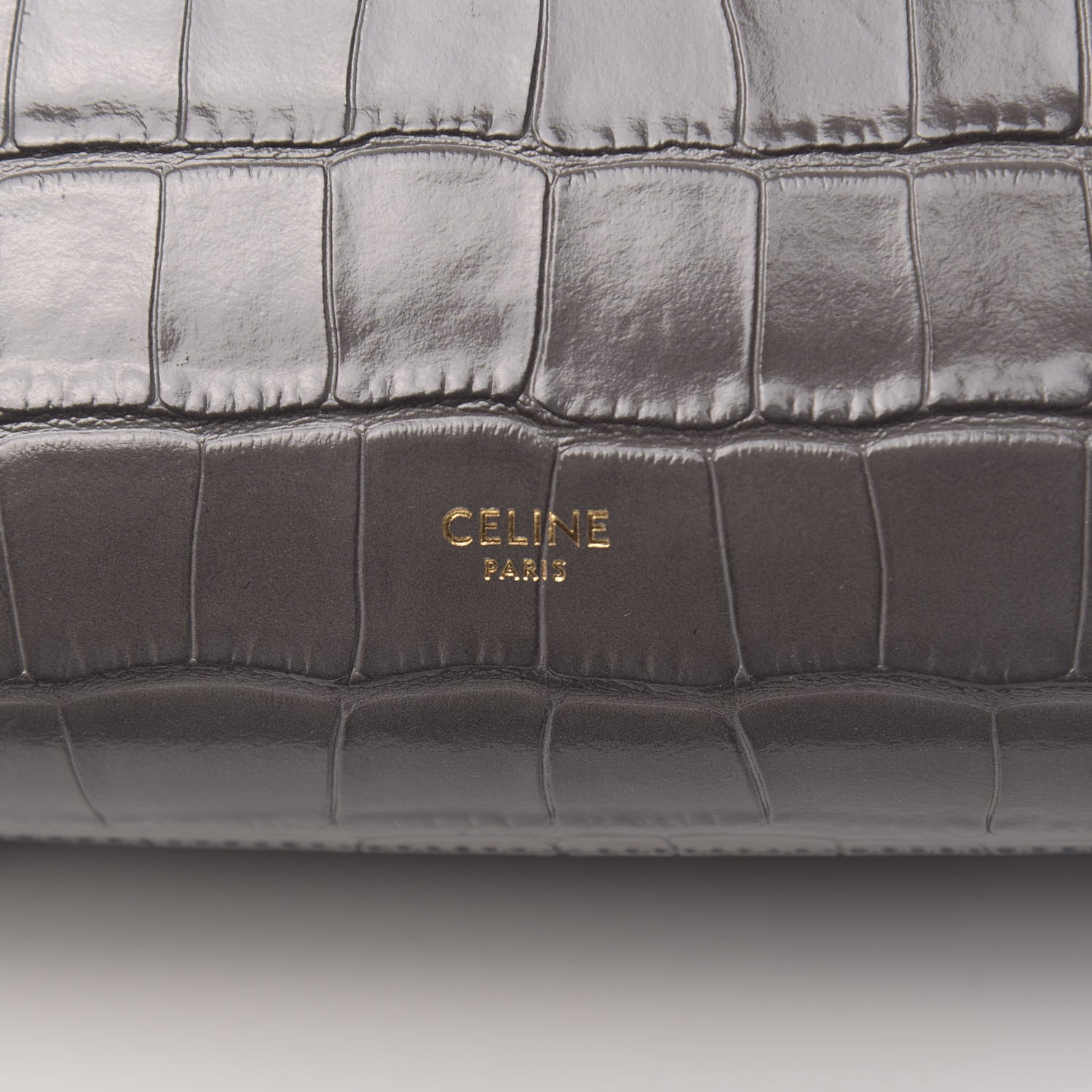 Celine Calfskin Crocodile Embossed Nano Belt Bag Grey 7 of 10
