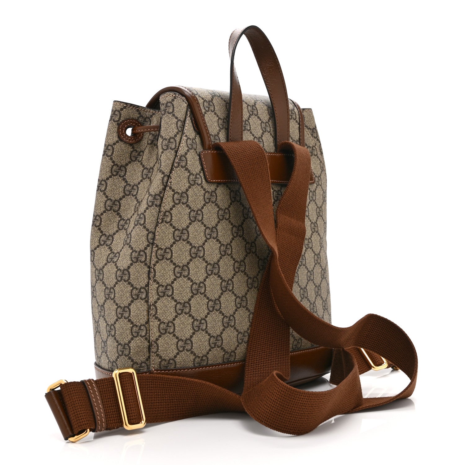 Gucci GG Supreme Monogram Azalea Calfskin Retro Interlocking G Buckle Backpack Beige Ebony Brown Sugar 3 of 11