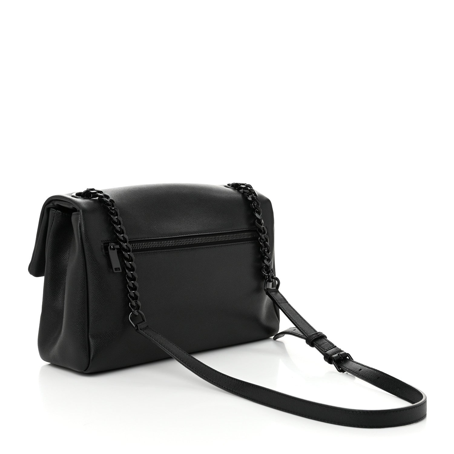 Saint Laurent Grain De Poudre Medium West Hollywood Monogram Fold-Over Black 3 of 10