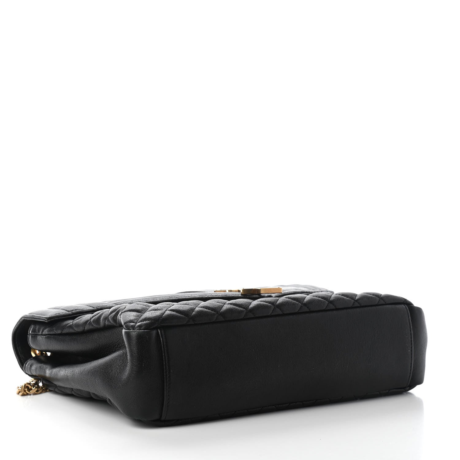 Saint Laurent Calfskin Mixed Matelasse Triquilt Large Monogram Satchel Black 5 of 9