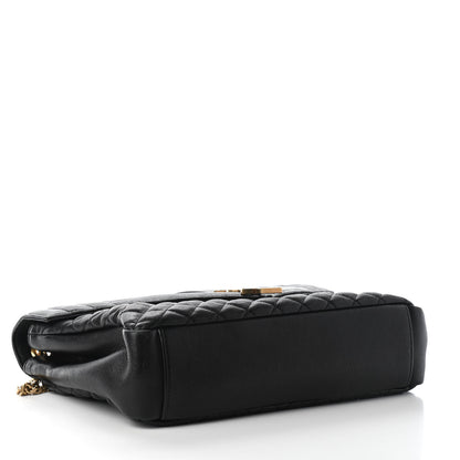 Saint Laurent Calfskin Mixed Matelasse Triquilt Large Monogram Satchel Black 5 of 9