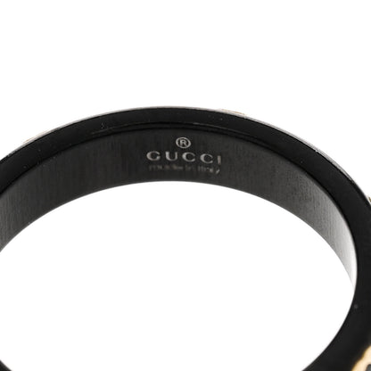 Gucci 18K Yellow Gold Synthetic Corundum Icon Ring 52 6 Black 4 of 7