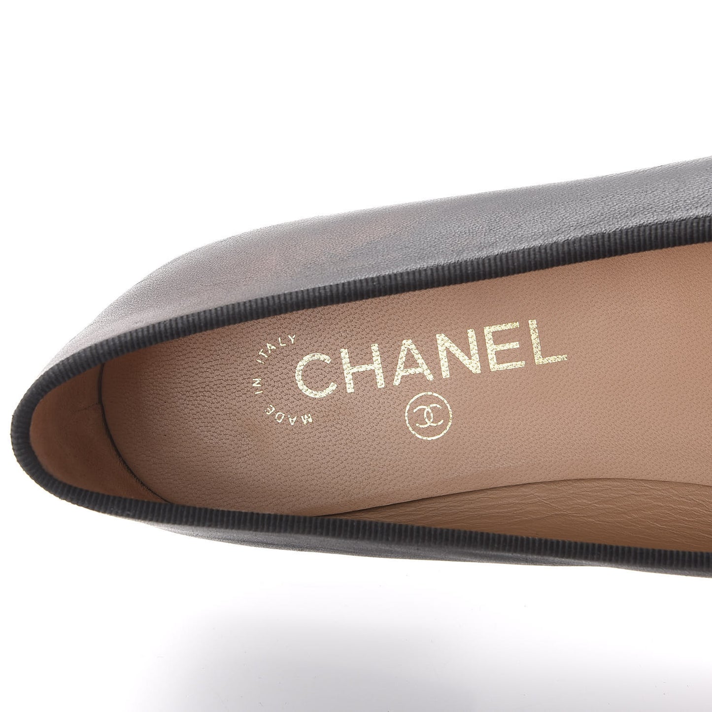 Lambskin Patent Cap Toe Ballerina Flats 37.5 Black