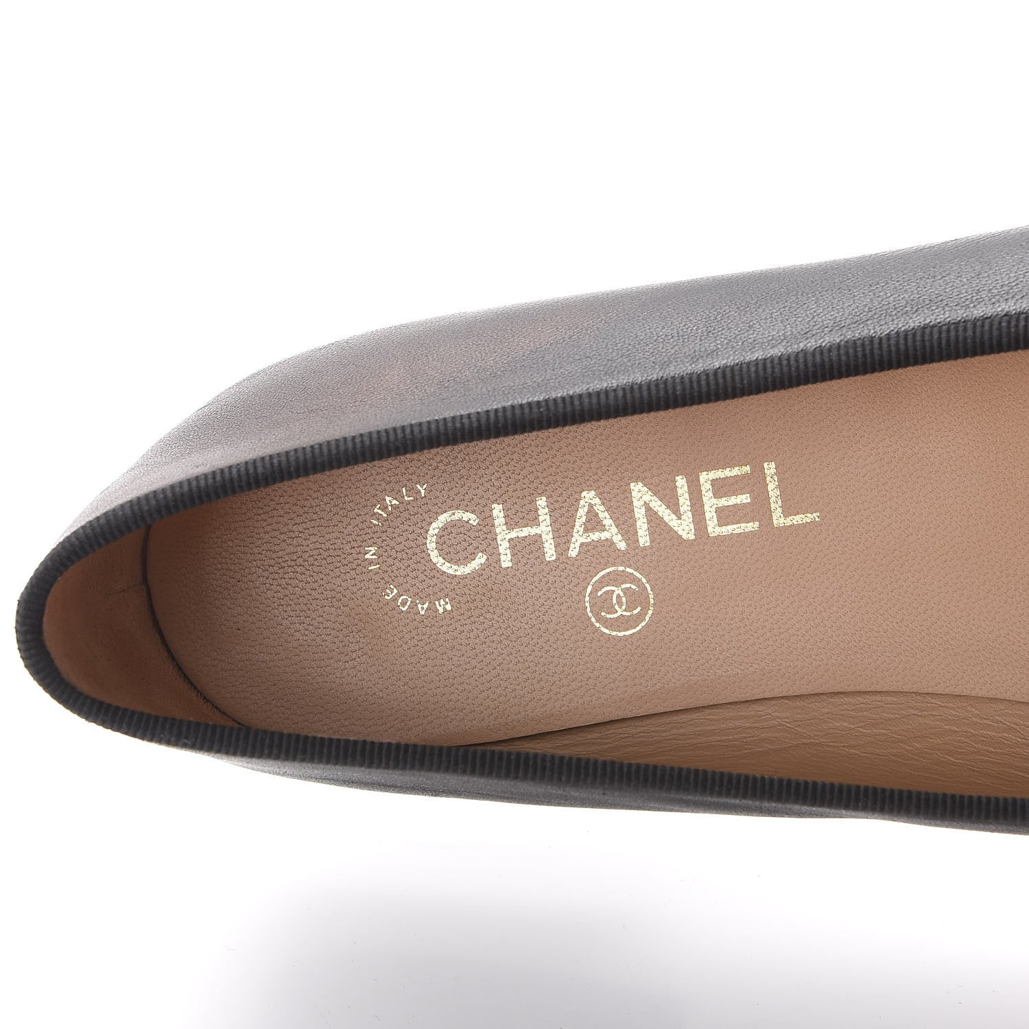 Chanel Lambskin Patent Cap Toe Ballerina Flats 37.5 Black 6 of 10