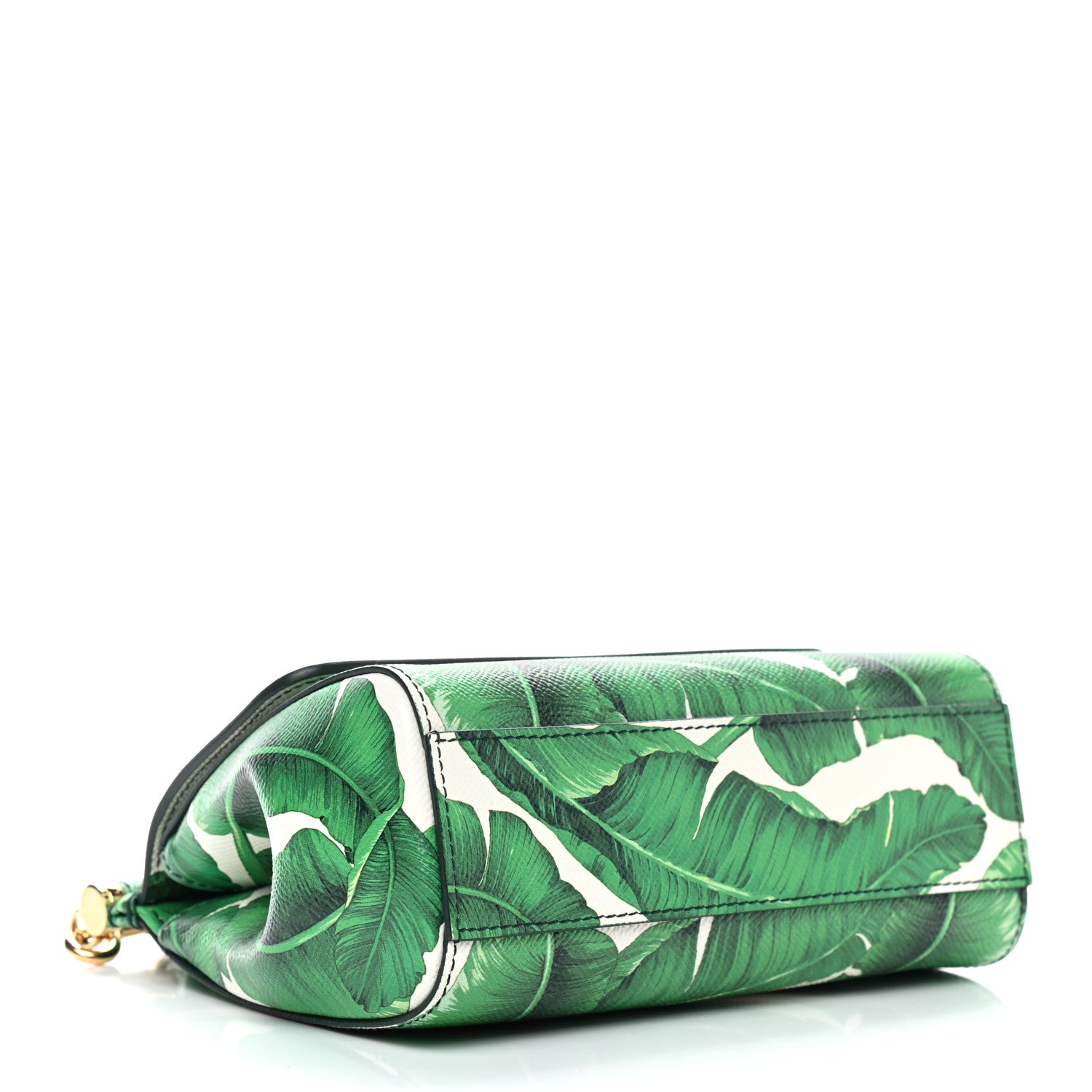 Dolce & Gabbana Dauphine Banana Leaf Print Small Miss Sicily Satchel Green White 3 of 7