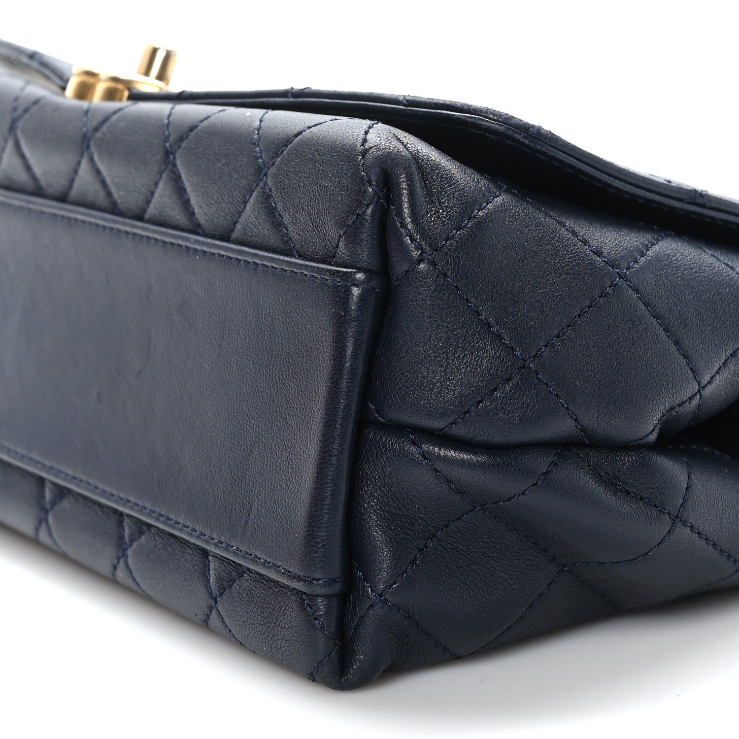 Chanel Lambskin Quilted La Parisienne Top Handle Flap Dark Blue 9 of 10