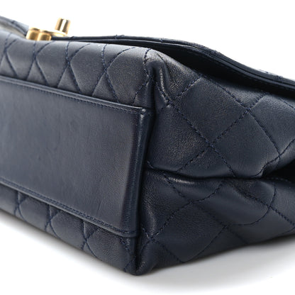 Chanel Lambskin Quilted La Parisienne Top Handle Flap Dark Blue 9 of 10
