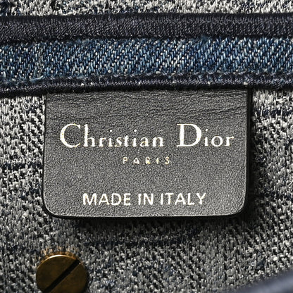 Christian Dior Oblique Embroidered Saddle Bag Denim Blue 6 of 12
