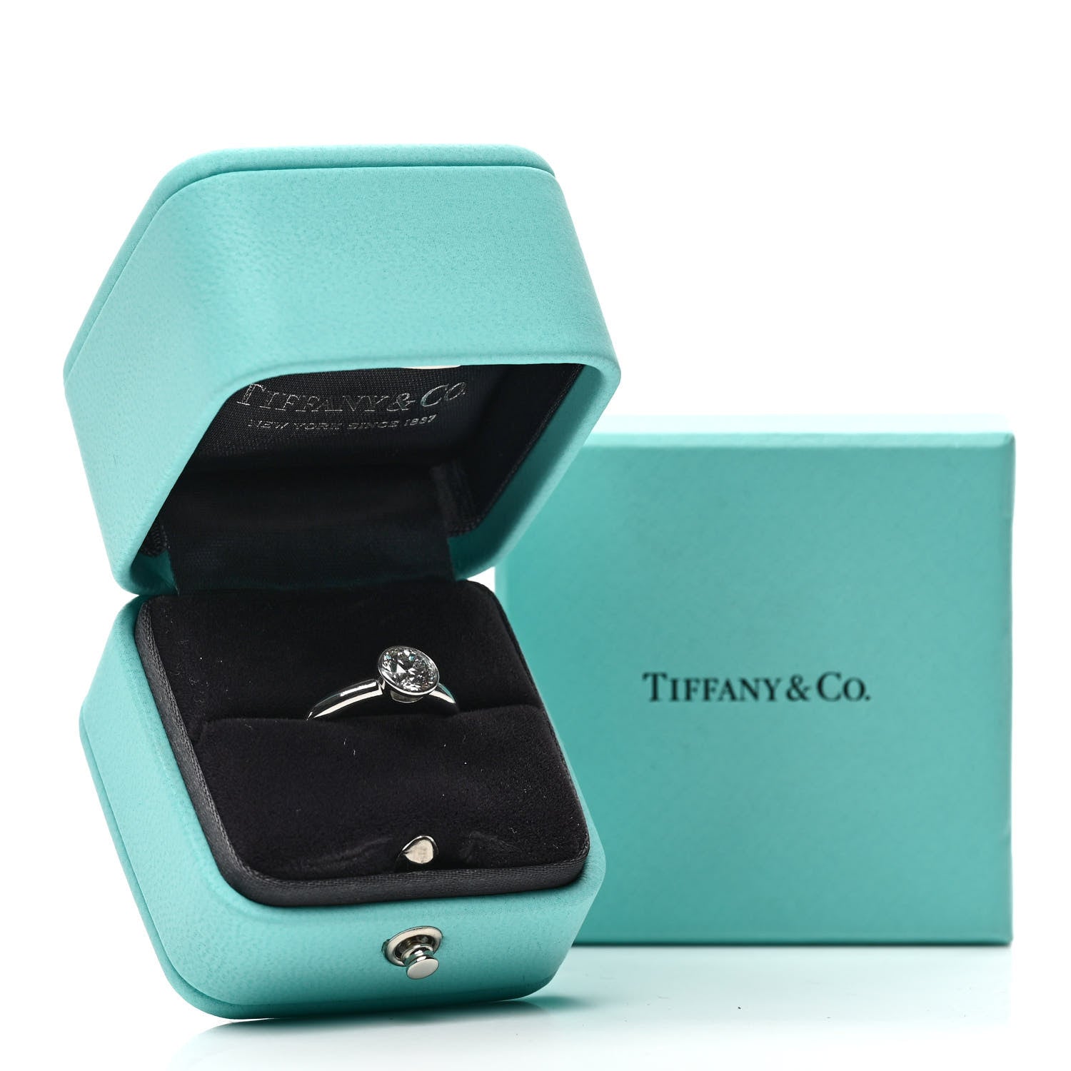 Tiffany Platinum Diamond .87ct Bezel Engagement Ring 47 4.25 5 of 5