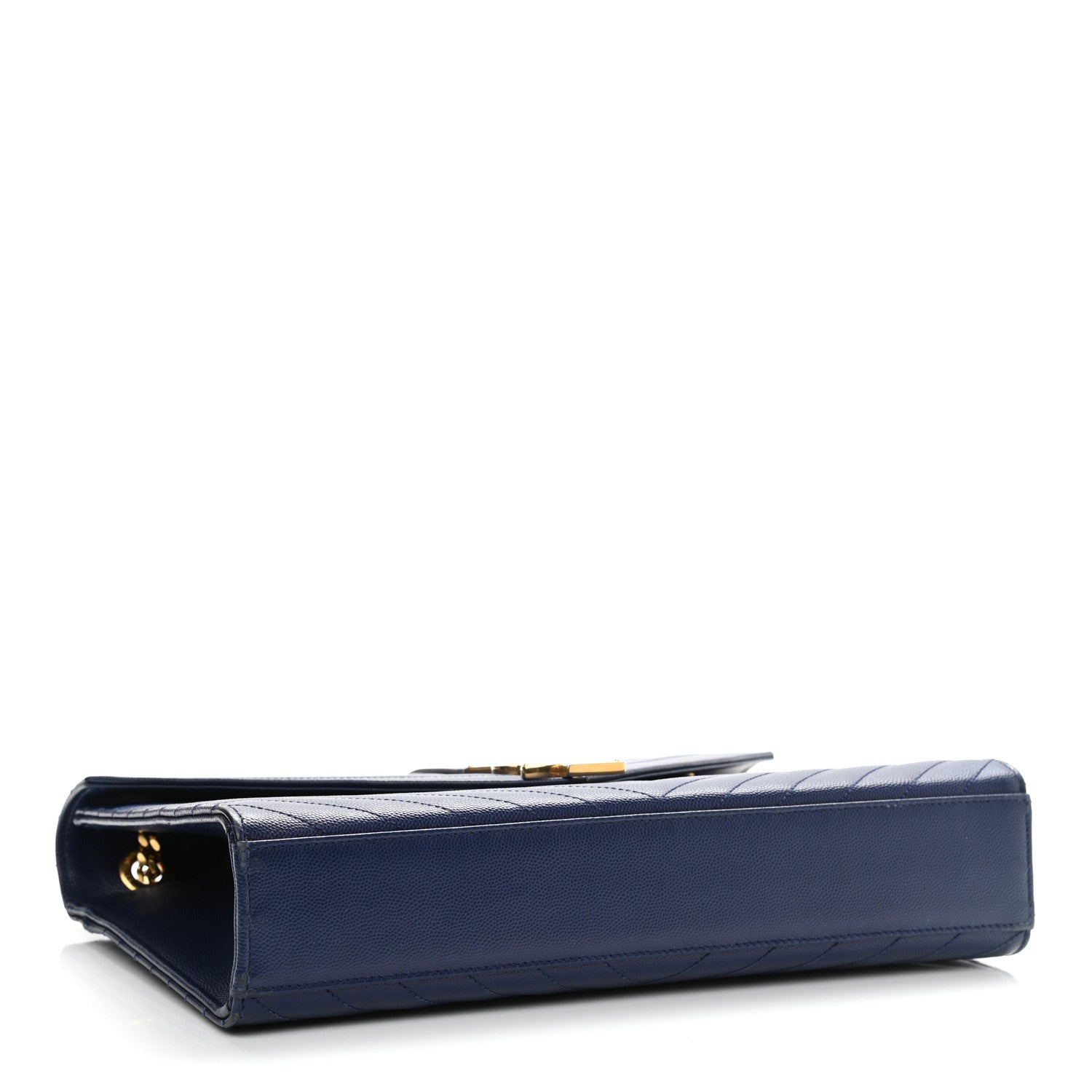 Saint Laurent Grain De Poudre Matelasse Chevron Large Monogram Satchel Navy Blue 4 of 14