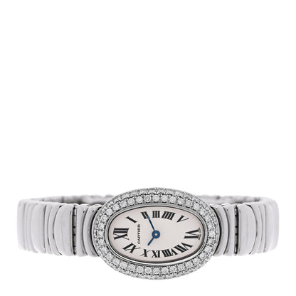 Cartier 18K White Gold Diamond Bezel 18mm Baignoire Quartz Watch 2 of 4
