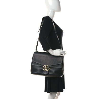 Gucci Calfskin Large GG Marmont Shoulder Bag Black 2 of 11